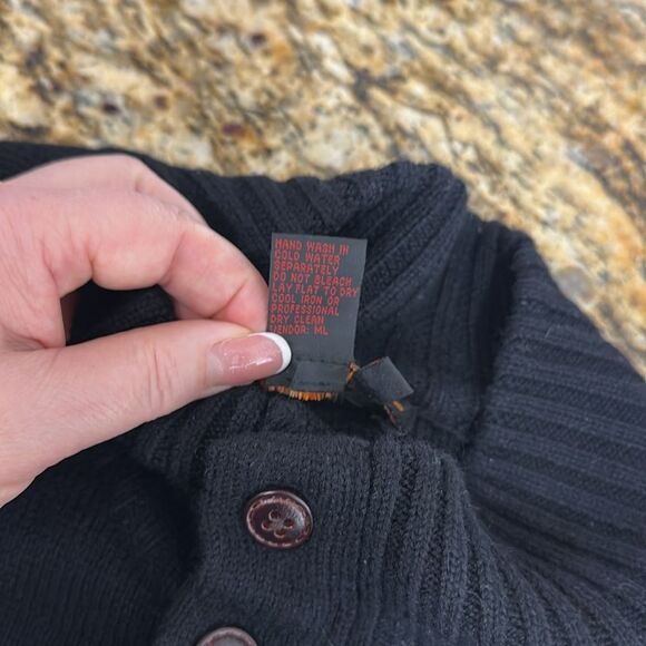 Tulliano Men's Wool Black Button-Up Cardigan Sweater Size L - Picture 8 of 11